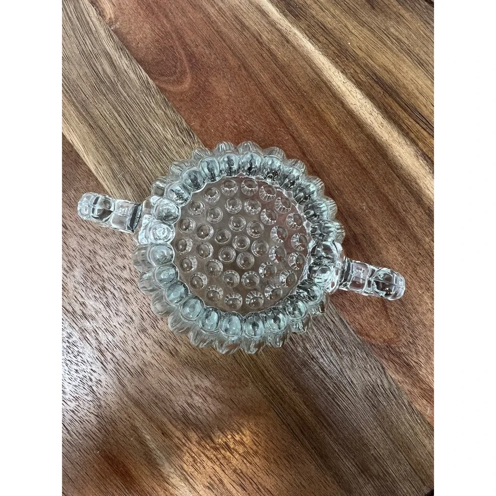 Vintage Clear‎ Glass Sugar Dish with Handles Ribbed Sides